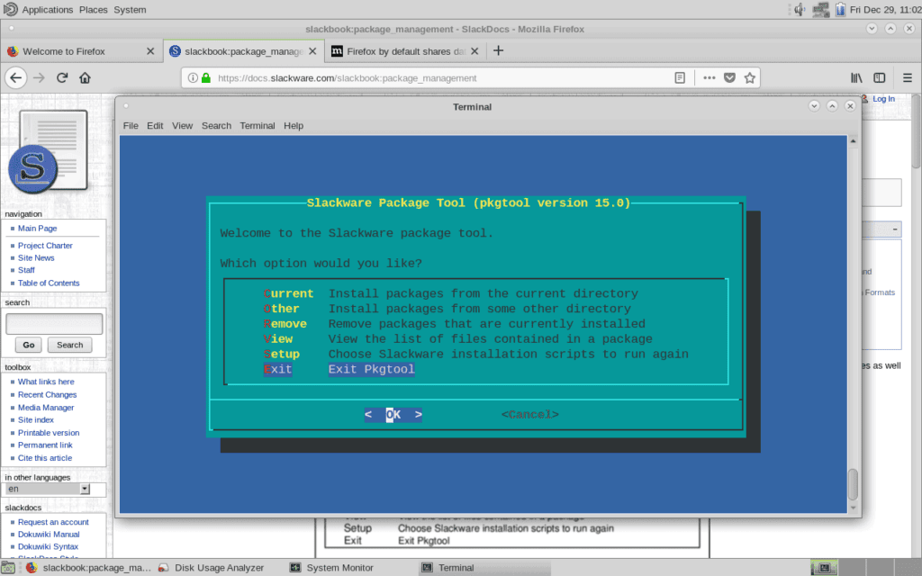 Pkgtool package management in Slackware Linux